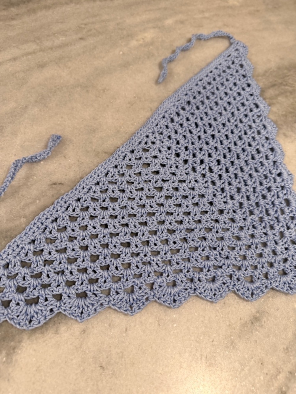 Handmade Crochet Kerchief Head Scarf Cotton Boho Triangle Wrap Fest Cottagecore